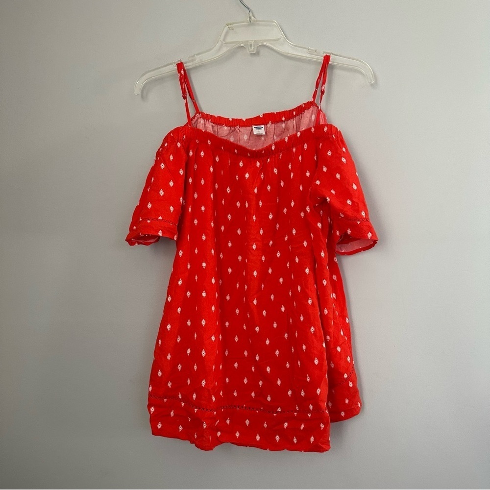 Old Navy Orange Printed Cold shoulder spaghetti strap dress